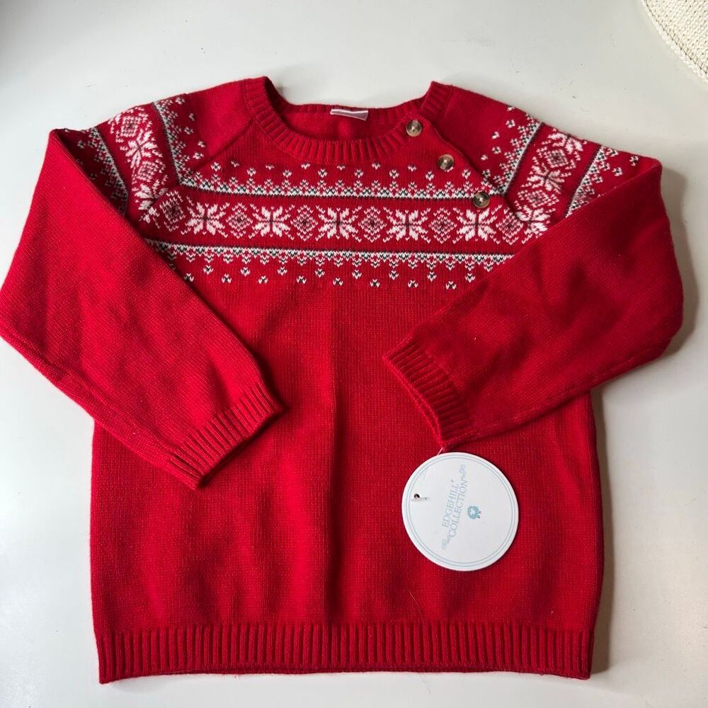 Edgehill Collection white Fair Isle snowflake pattern 24 months NWT